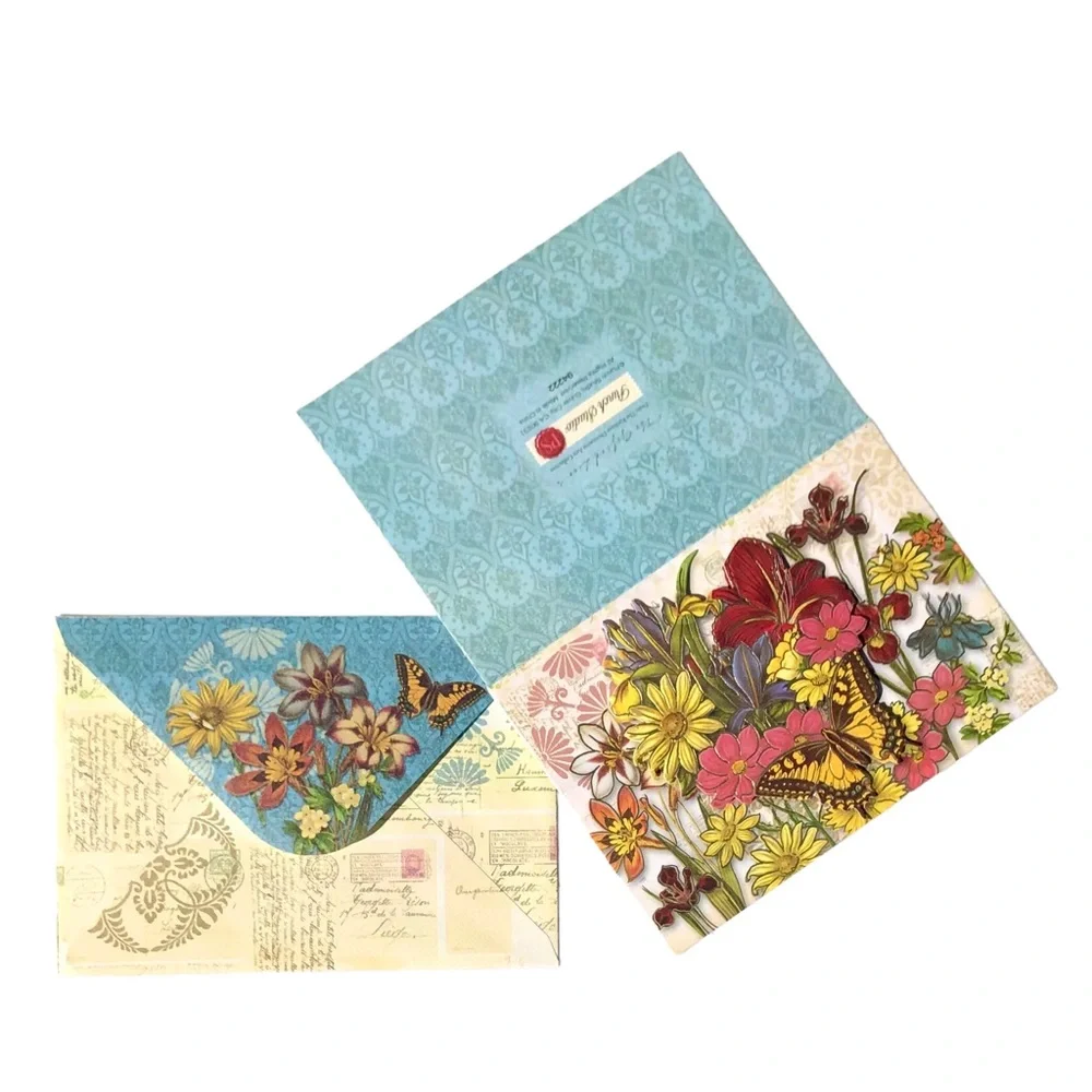 Punch Studio Bright Garden Embellished 3D Single (1) Note Card  (94222)